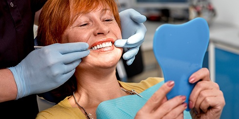 Woman smiling in dental chair