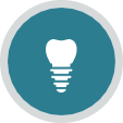 Animated dental implant supported dental crown representing replacing missing teeth